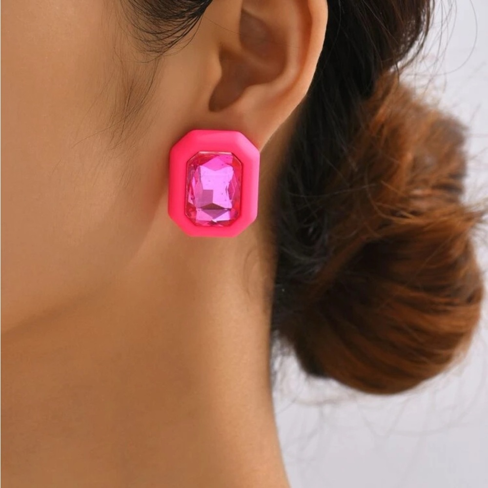 Pink Gemstone Stud Earrings